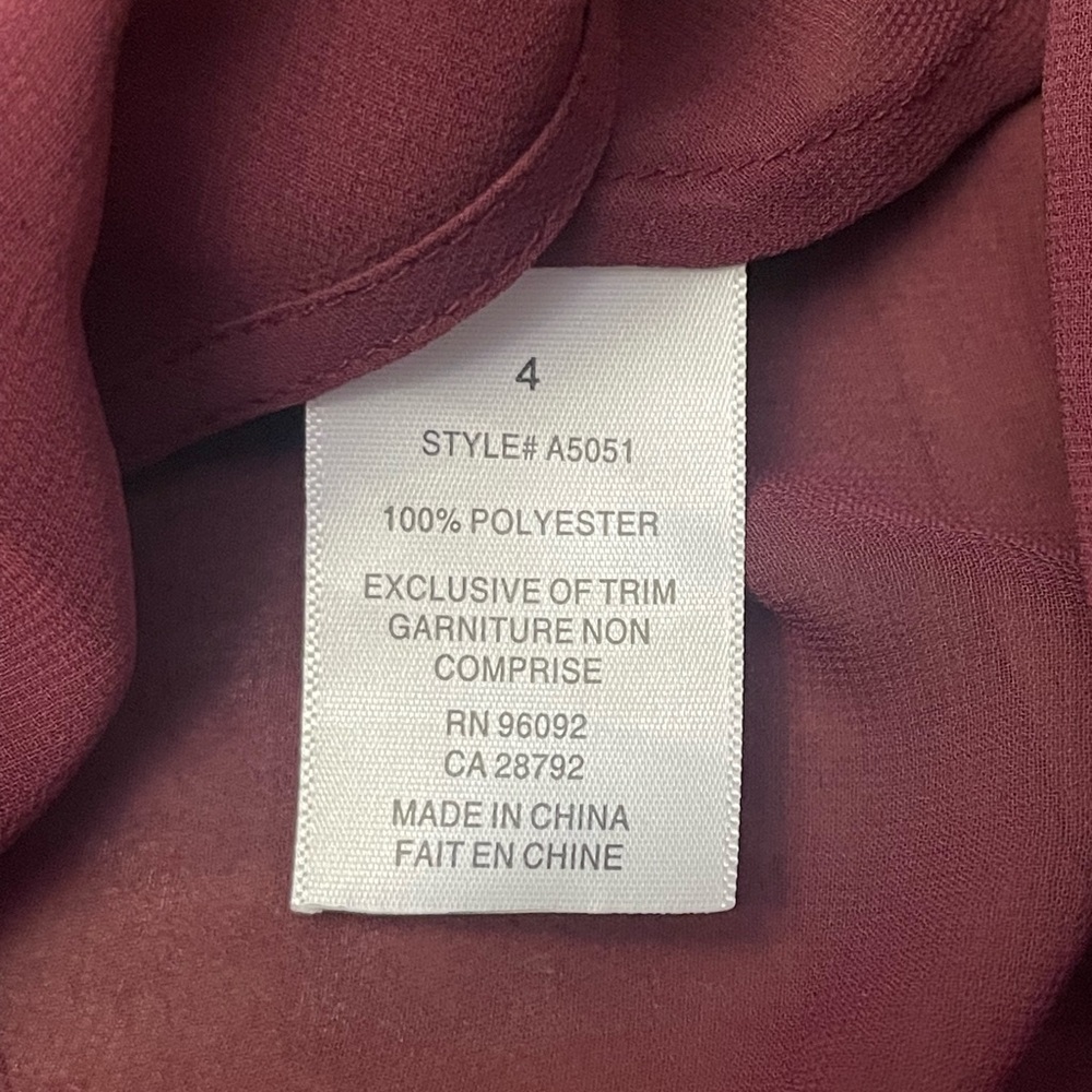 Women's Burgundy Sheer Blouse - Picture 3 of 7